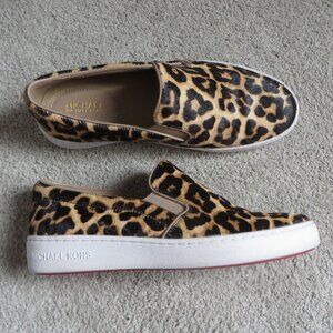 Michael Kors Women's Slip-On Sneakers Size 7M Leopard Casual Brown Multicolor